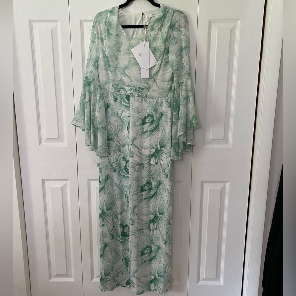 NWT ANONYME Designers Italy Floral Green Leaf Pantsuit IT 42 US Size 6 - Picture 16 of 16